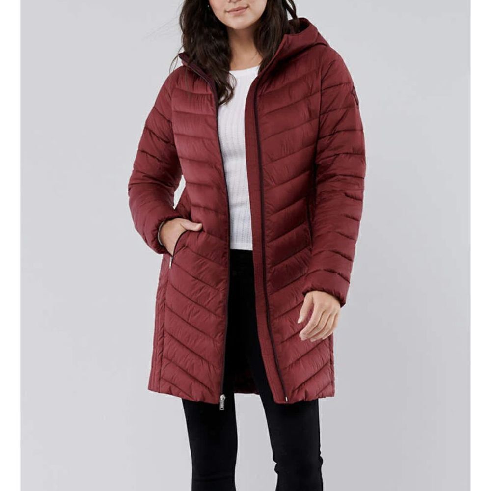 Hollister Lightweight Puffer Collection Parka Red Maroon Womens Size Small‎